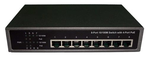 PS804E - 8 portový 100Mbps switch, 4xPoE 803at/af, 65W endpoint