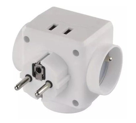 EMOS Rozbočovacia zásuvka 3× guľatá, 2× USB