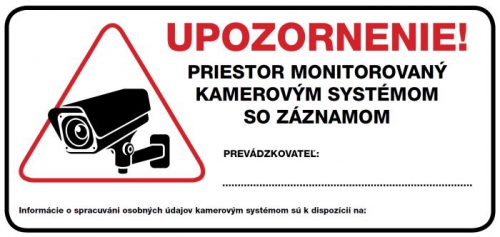 Nálepka - priestor monitorovaný bezp. kamerou