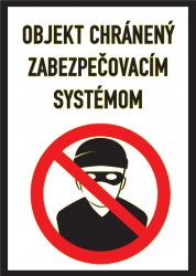 Výstražná nálepka - "Objekt chránený EZS systémom"
