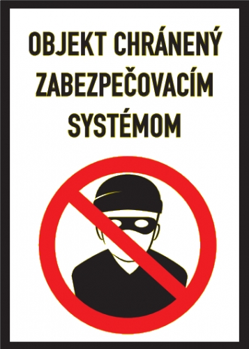 Výstražná nálepka - "Objekt chránený EZS systémom" - inverzná"